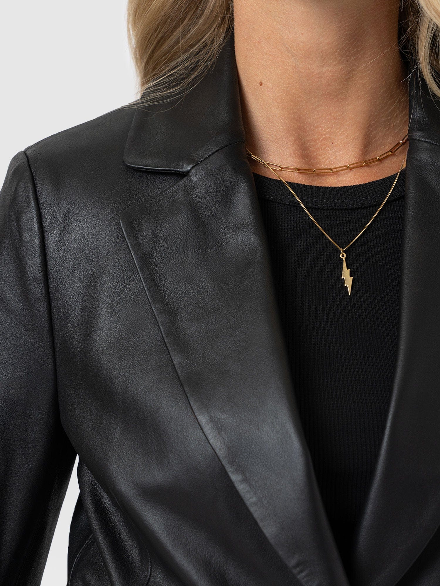 Axel Single Breasted Blazer - Black Leather